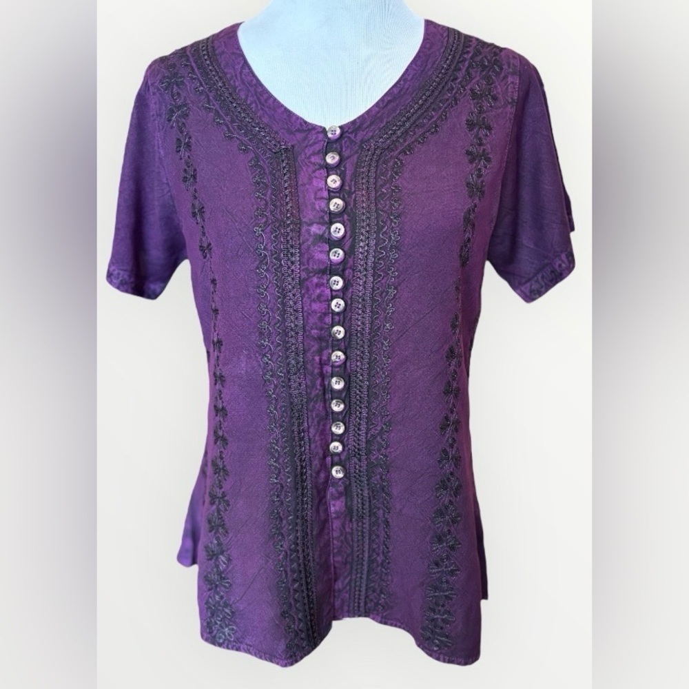 Kirat Purple Embroidered Women's Top Size S